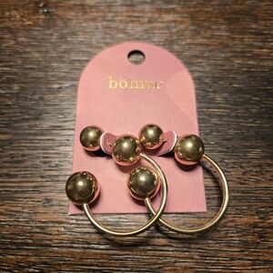 bohme Gold and Pink Hoop Earrings